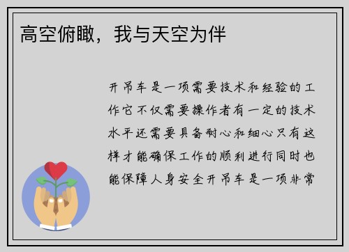 高空俯瞰，我与天空为伴